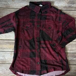 Burgundy & Black plaid Shacket